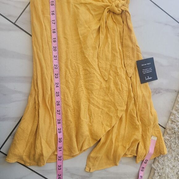 NWT lulus yellow Mustard wrap around dress - Picture 6 of 6